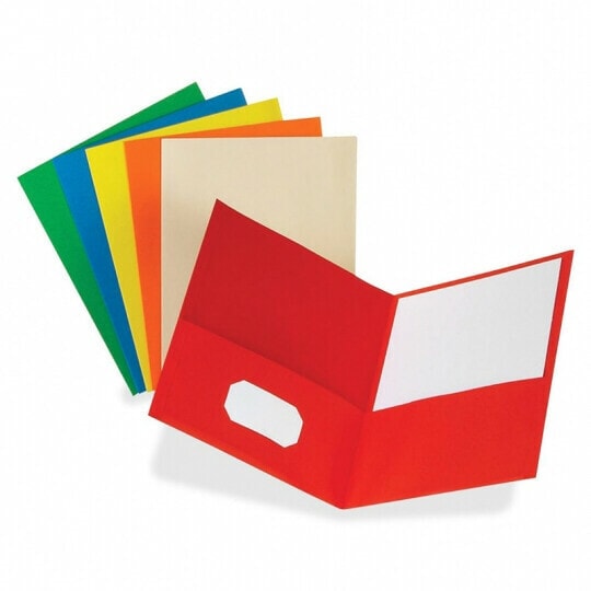 25 per Box Letter Size Oxford Two-Pocket Folders - New Assorted Colors 57513 