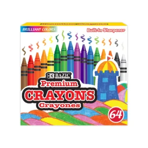 64 CT PREMIUM CRAYONS W/ SHARPENER