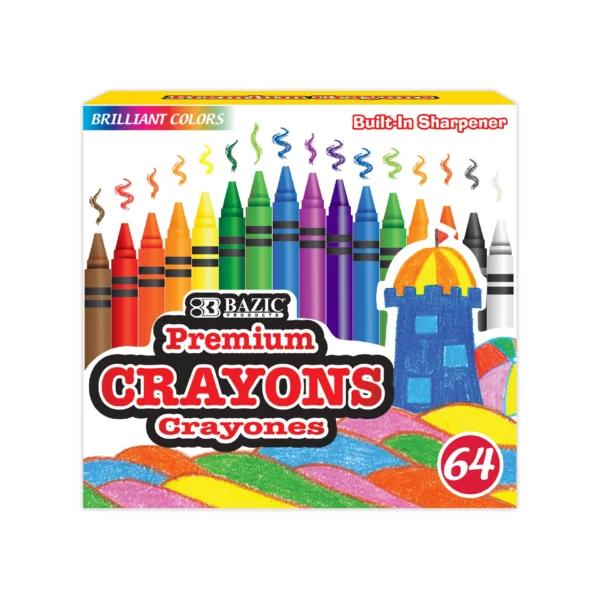 64 CT PREMIUM CRAYONS W/ SHARPENER